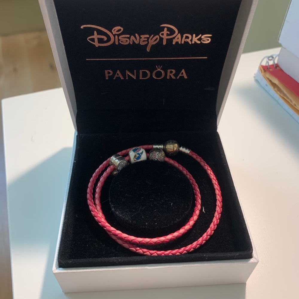 Pandora Leather Bracelet with Disney Charms